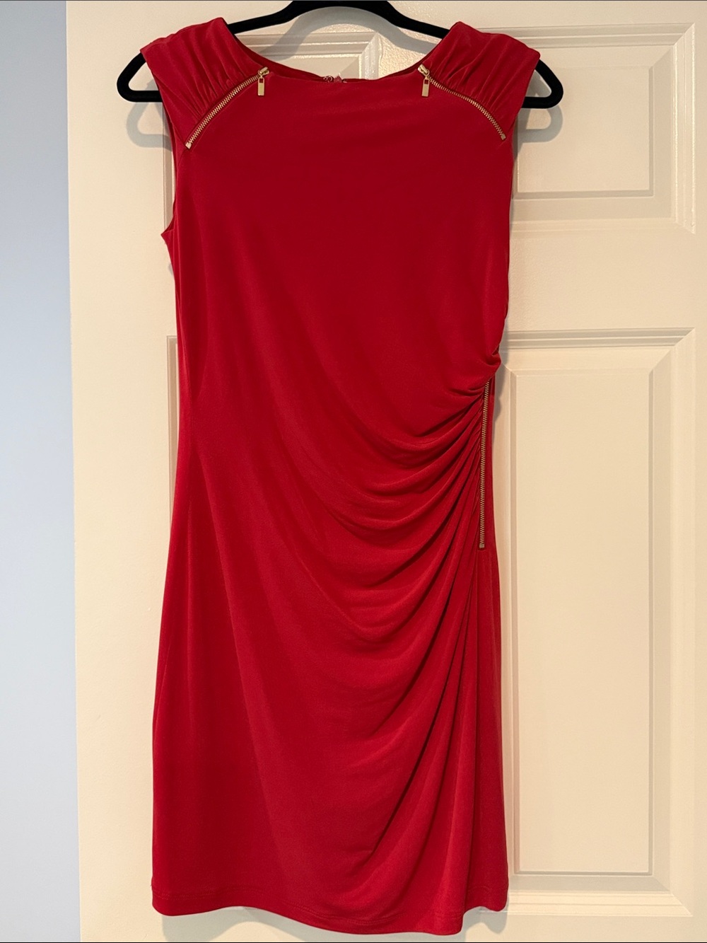 Cache - Red Dress with Gold Zip Details